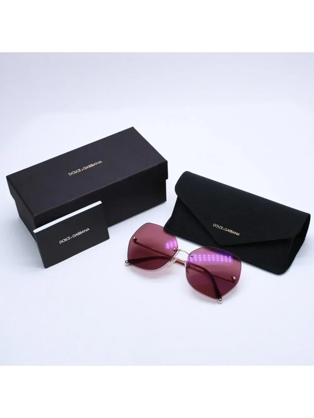 Dolce & Gabbana Sunglasses Pink Lens Gold Temple Eyewear